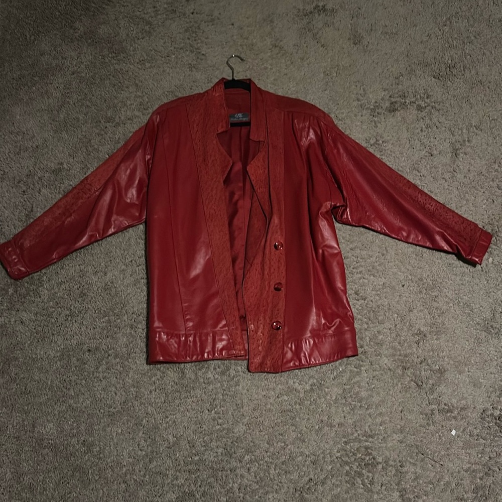 Red real leather jacket originally from South Korea